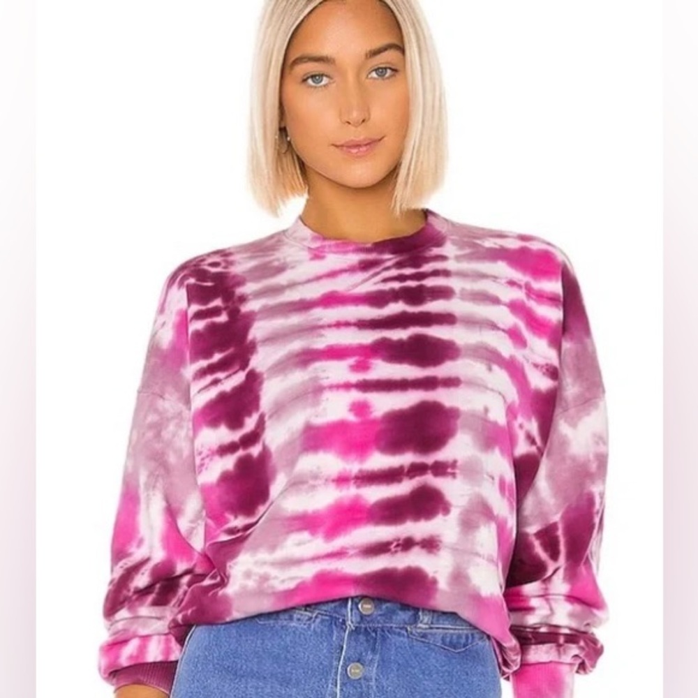 Lovers + Friends pink tie dye crewneck